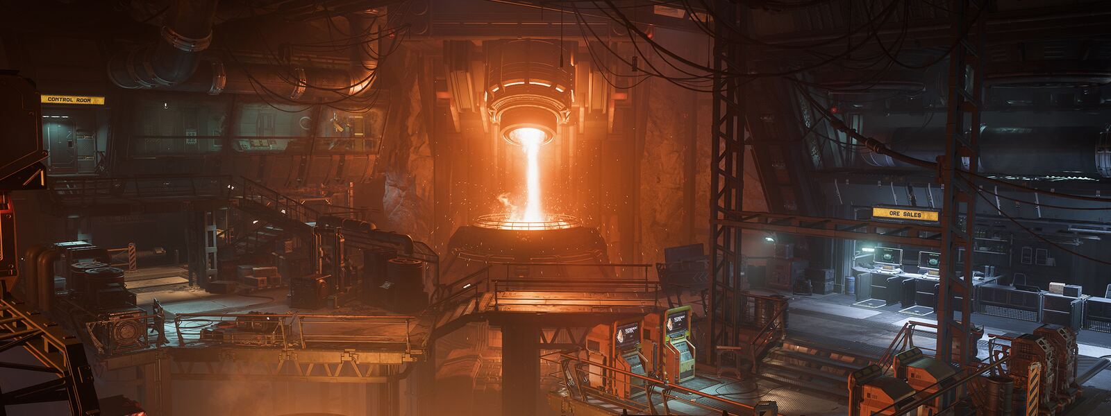 A refinery floor during a molten pour