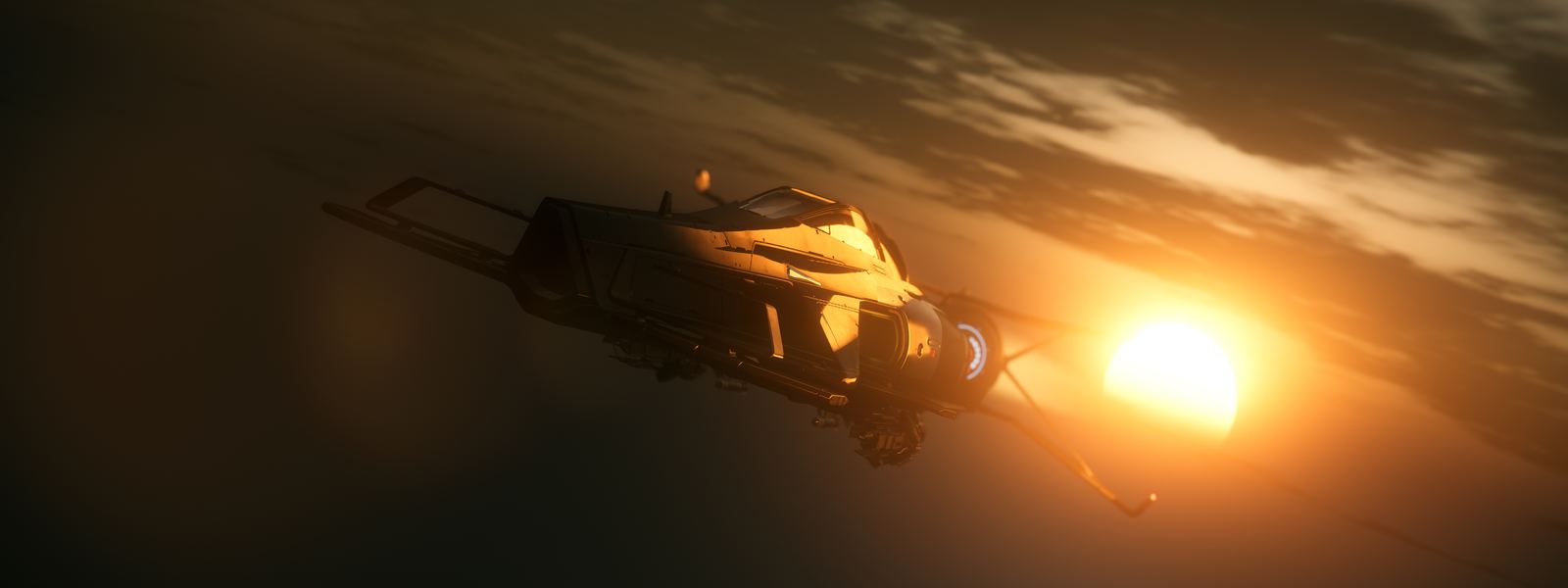 A ship flying toward a bright star